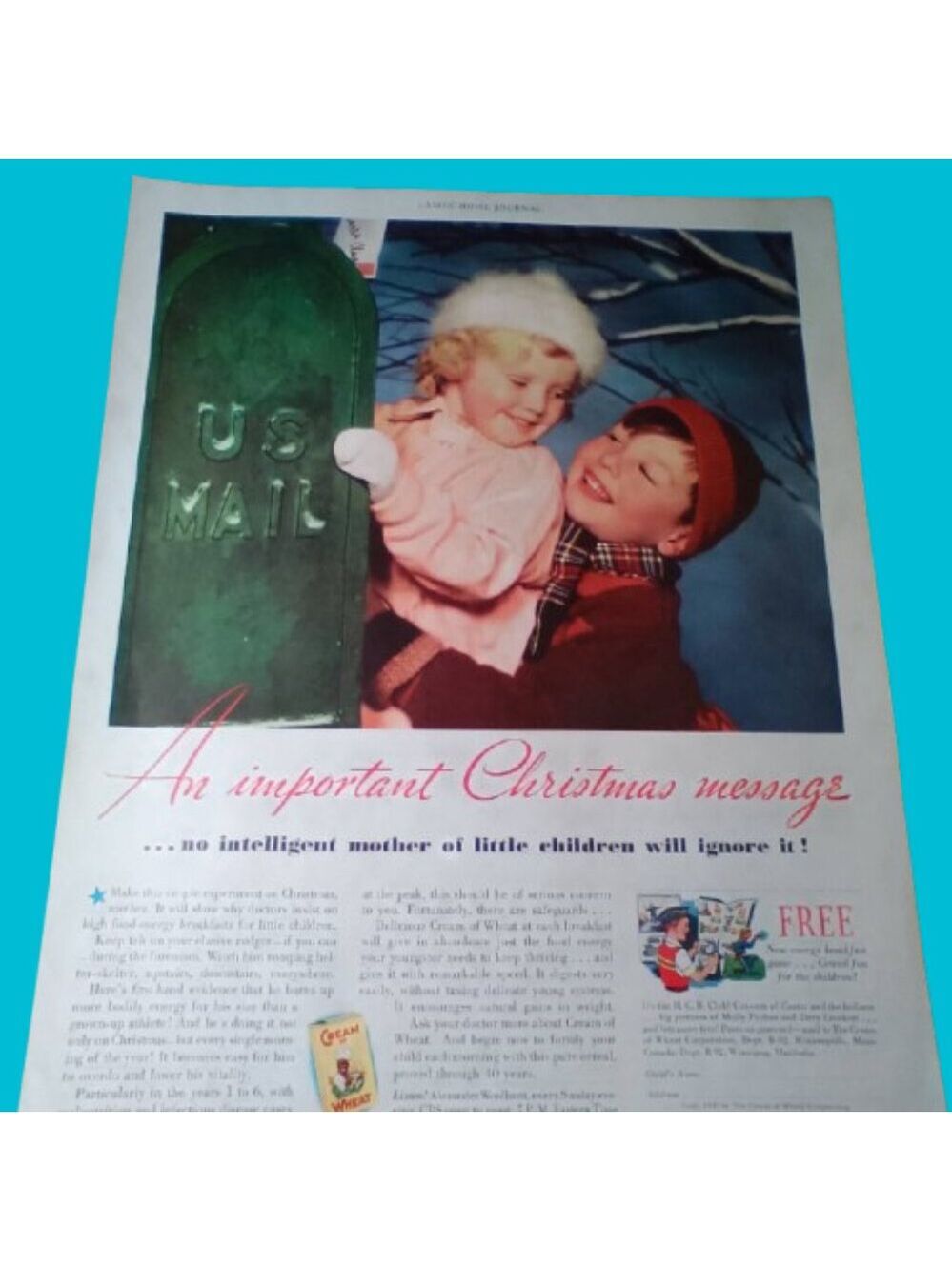 Vintage 1935 Print Ad Cream of Wheat Ladies Home Journal Wall Decor Art